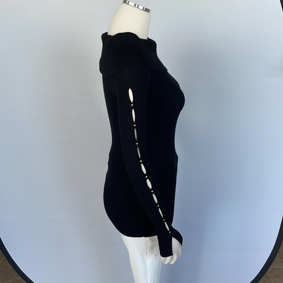 WHBM Black Cowl Neck Slit Sleeve Sweater X Small - Picture 8 of 14